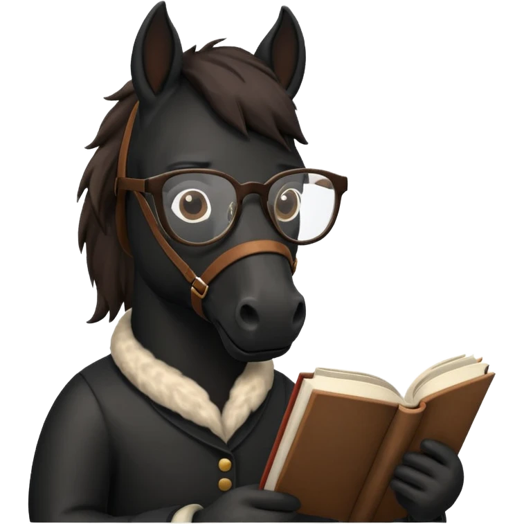 black horse read book with glasses emoji
