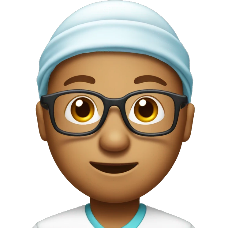A poop emoji sweating and wearing a scrub cap with glasses. emoji