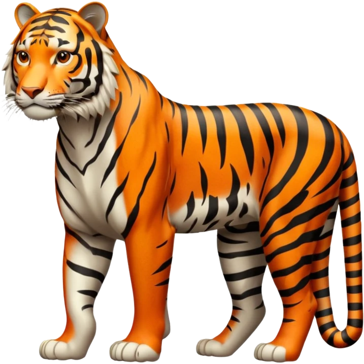 Create a single emoji of a Tiger in full body, shown at a slight side angle in a natural, characteristic pose. stylized like an emoji, but clearly recognizable.  emoji