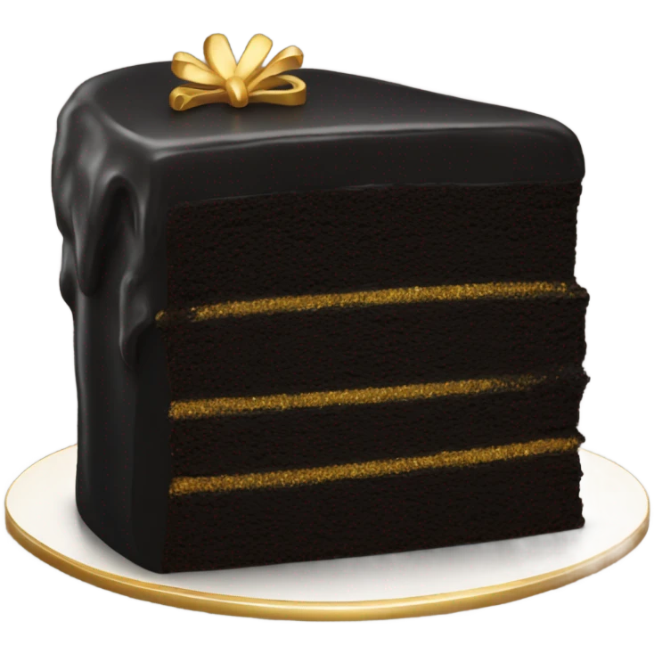 piece black cake with gold emoji