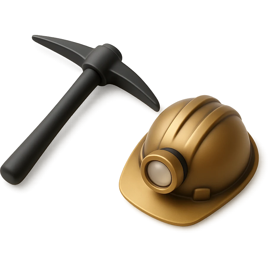 mining industry scene with a pickaxe and helmet emoji