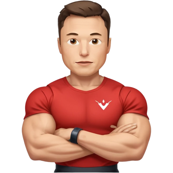 elon musk with abs flexing muscle emoji