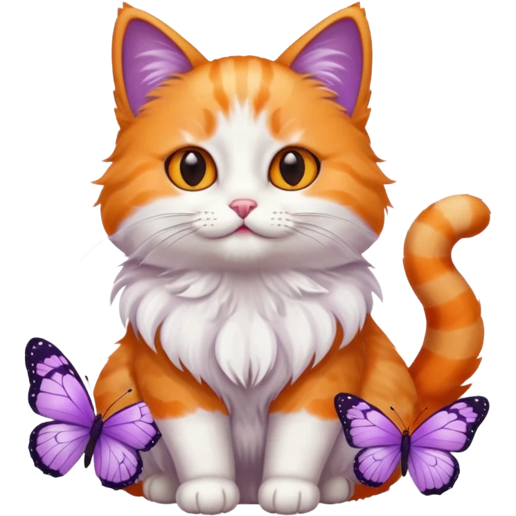 Cat with lilac butterfly emoji