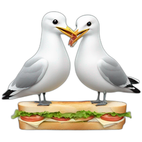 Two seagulls sharing sandwich  emoji