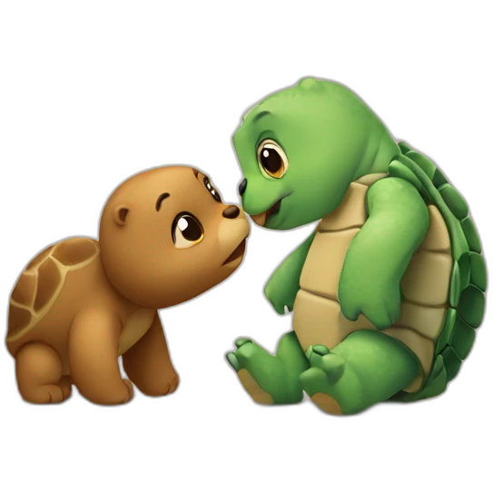 Tortuga beso a oso emoji