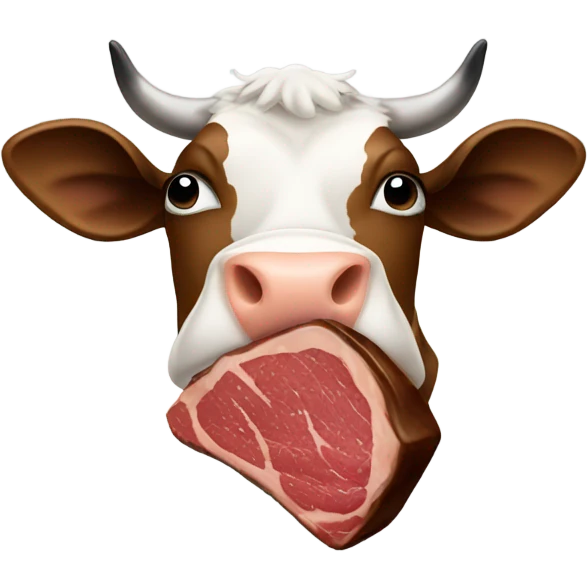 cow eating steak emoji