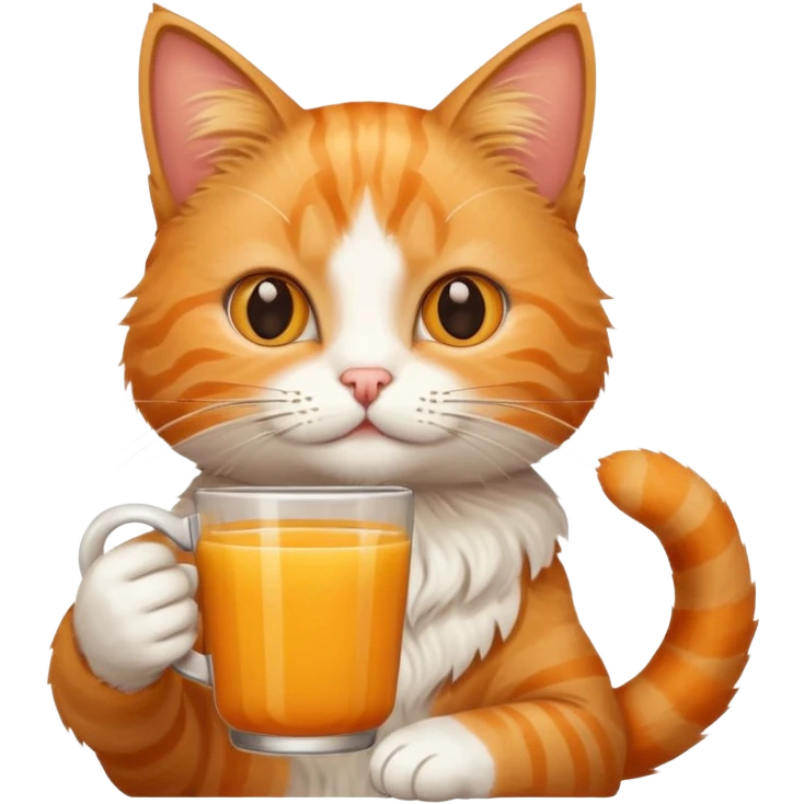 Cat holding cup of mixed orange juice and coffee emoji