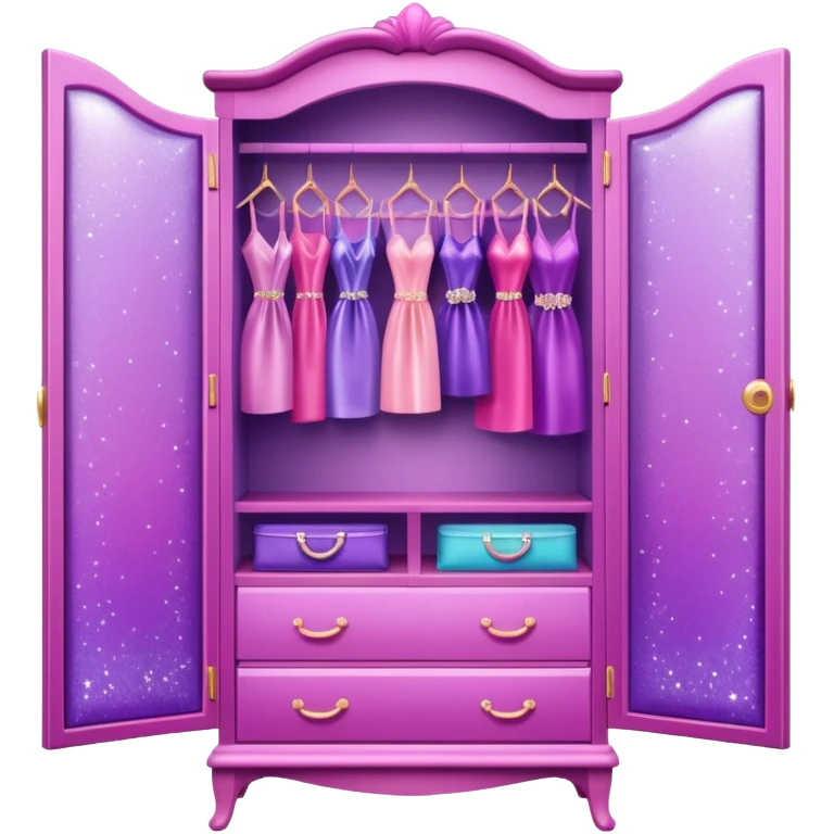 barbie wardrobe with glitter emoji