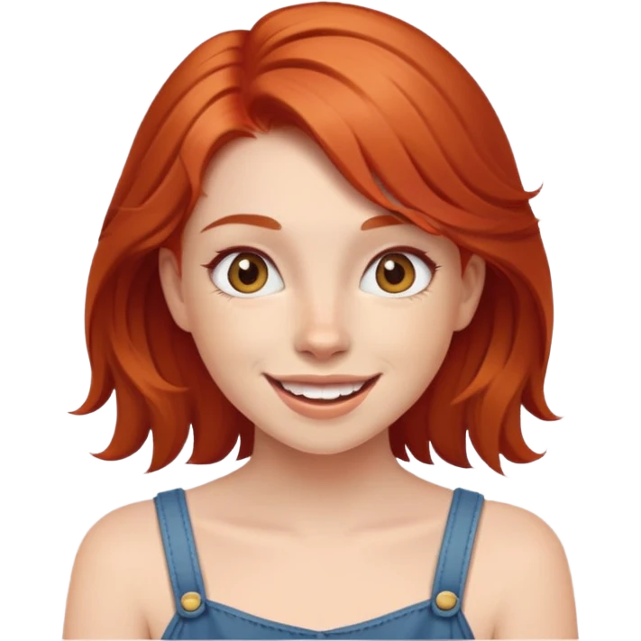 a young red-haired girl with an emotion of joy emoji