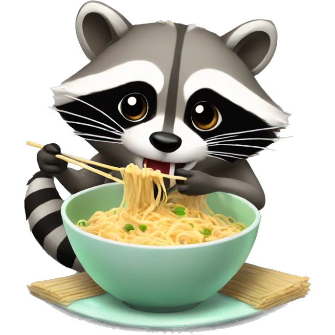 raccoon eating noodles emoji