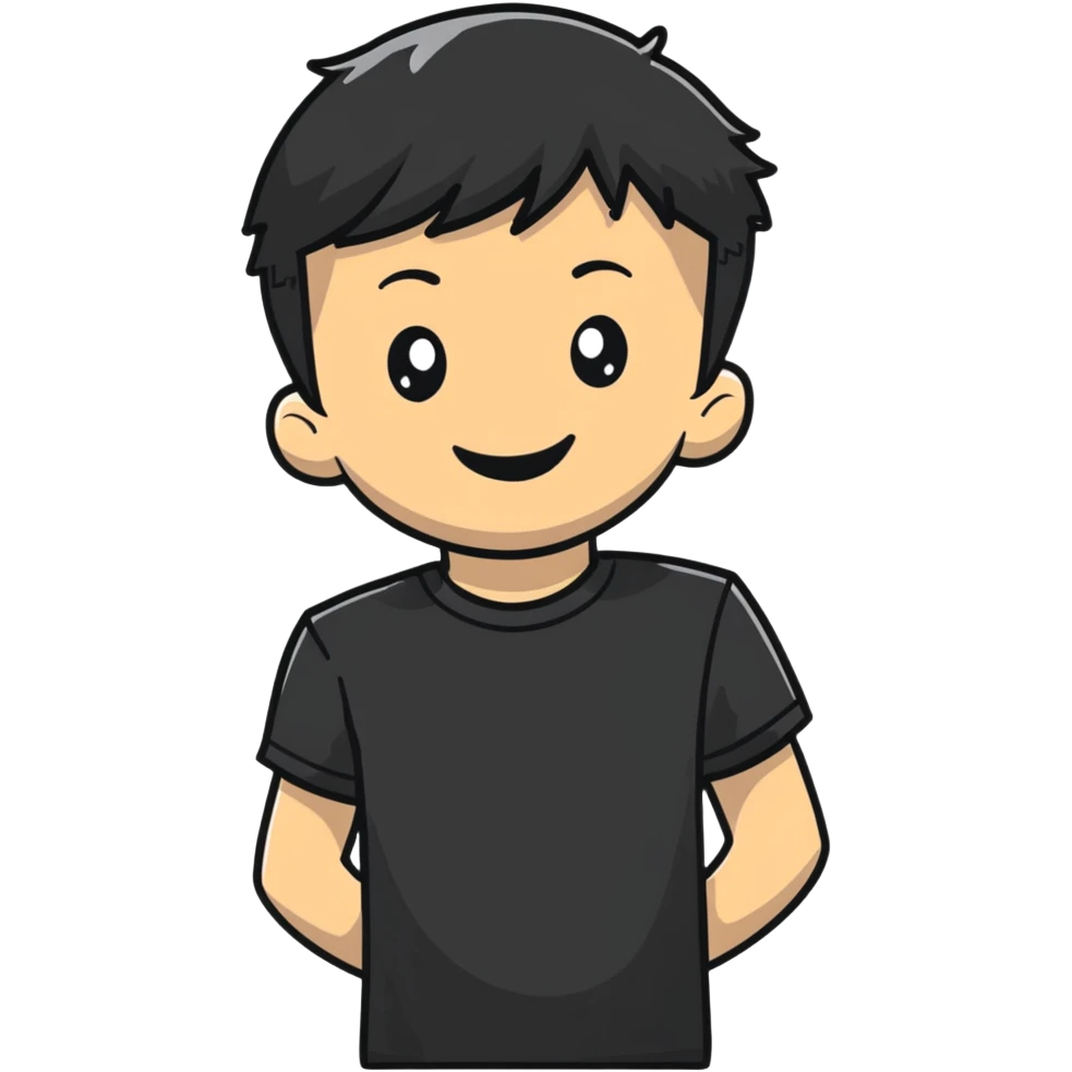 smiling boy in black shirt emoji