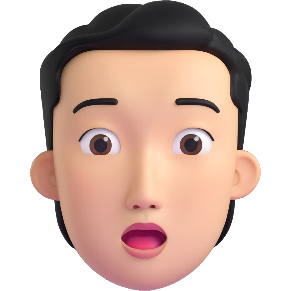 Asian man with a semi-open mouth, looking to the side emoji