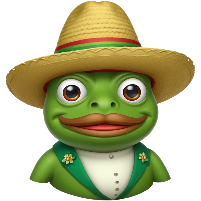 A PEPE frog with a mustache and a Mexican hat.  emoji