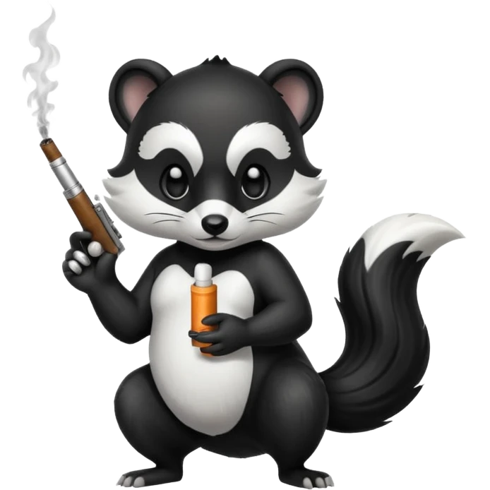skunk smoking a cigarette with a gun emoji