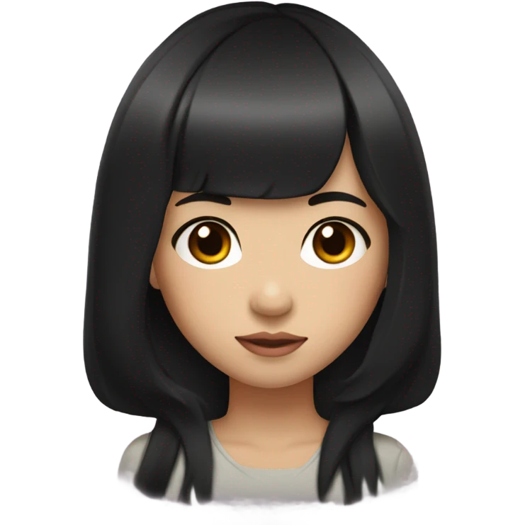Girl with long and black hair ,Asian eyes and plumps lips and have a bang  emoji
