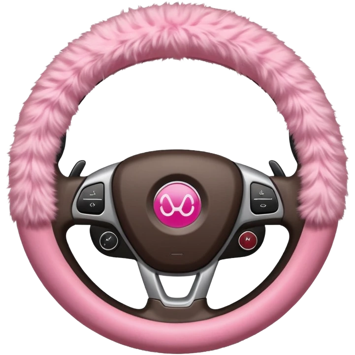 steering wheel with fluffy pink cover emoji