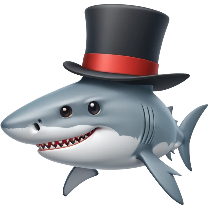 Shark with a top hat emoji