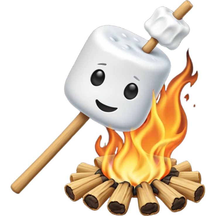 melting Marshmallow on stick at the fire emoji