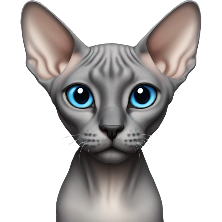 sphynx gray cat with a black facewith blue eyes emoji