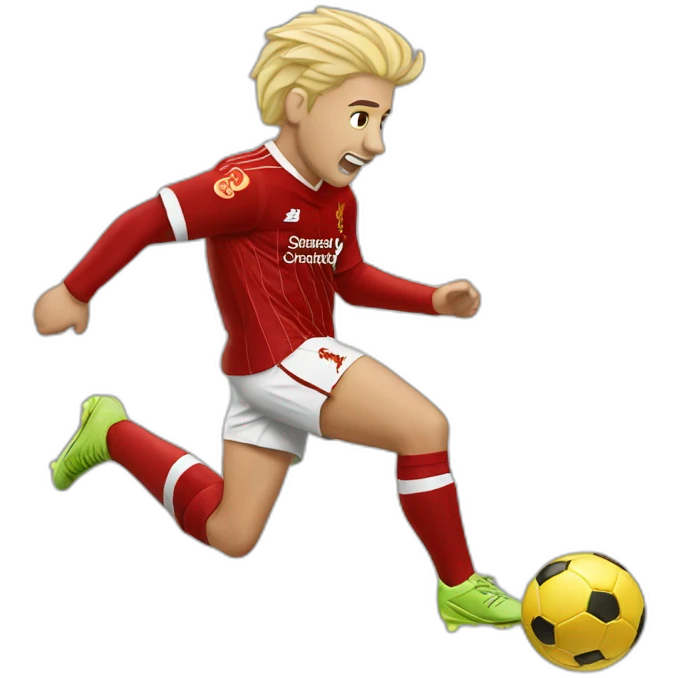 blonde liverpool player kicking emoji