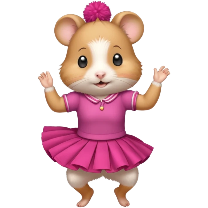 hamster girl dancing with skirt holging o mpom emoji