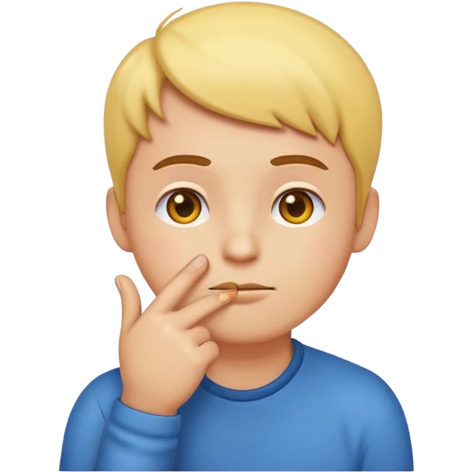 cartoon emoji sticker with a thinking expression and hand under chin, colorful and cheerful, no text, suitable for WhatsApp and Instagram emoji