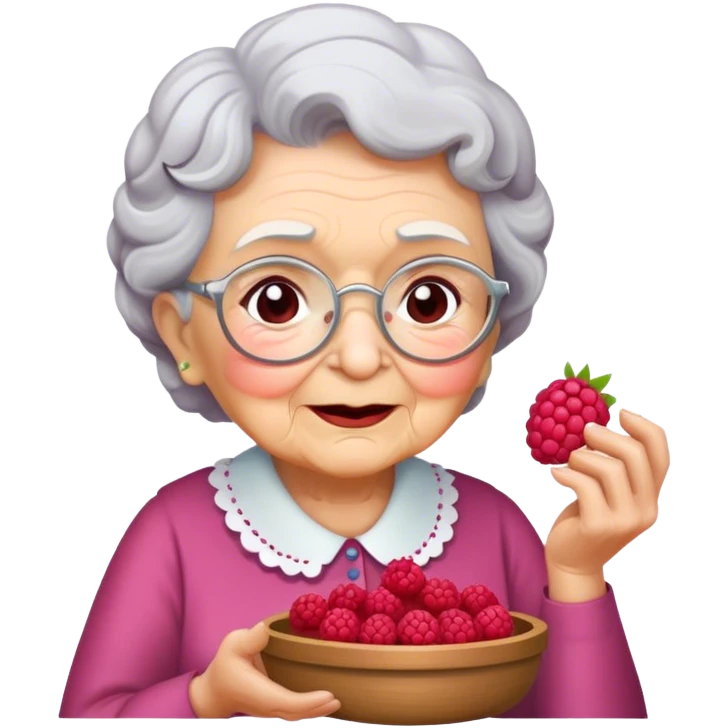 grandma making Raspberry emoji