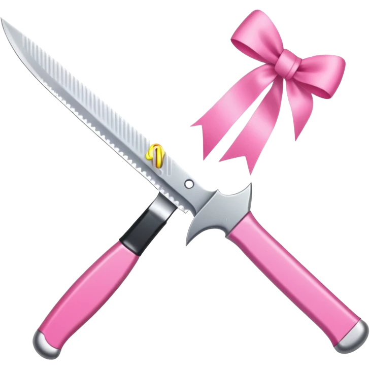 a knife with a pink ribbon bow emoji