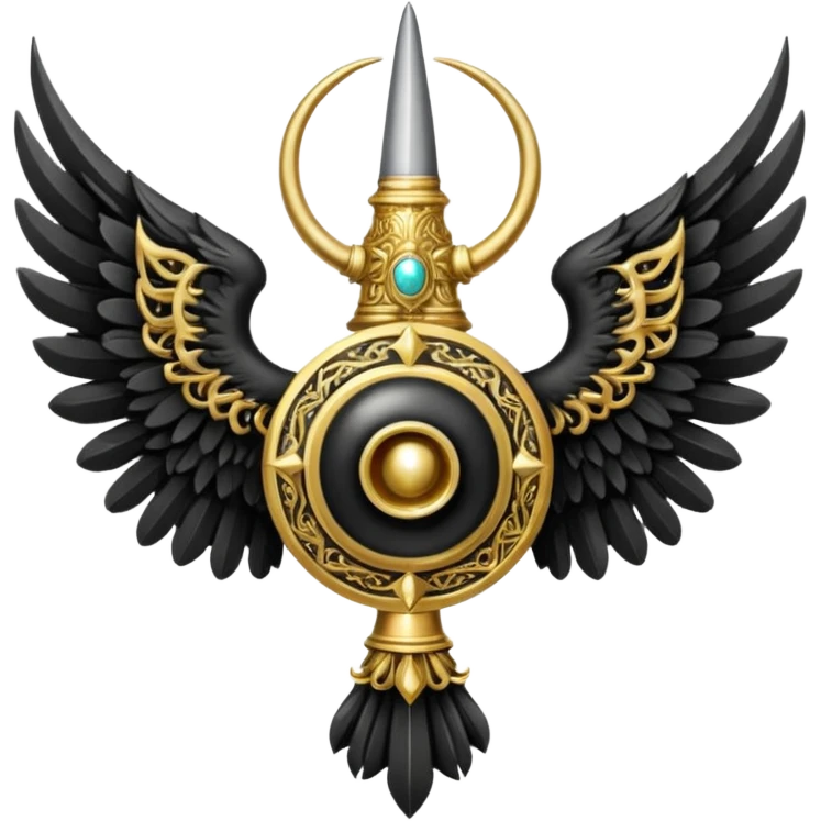 holy emblem with black wings with horn emoji
