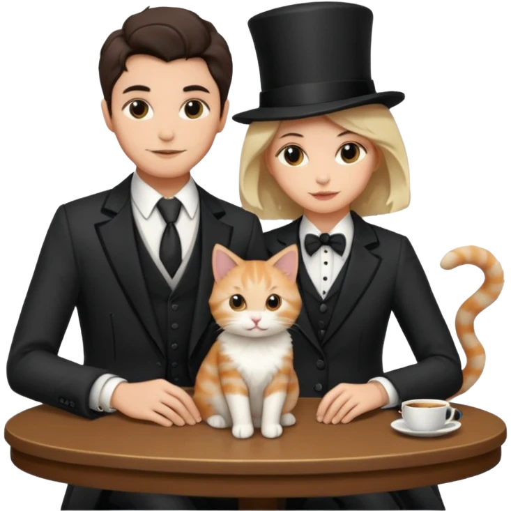 magician couple and their pet cat emoji
