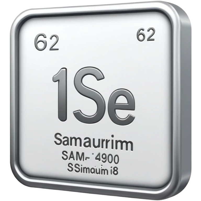 samarium element, rare earth metal, silvery white metal, chemical element Sm, atomic number 62 emoji