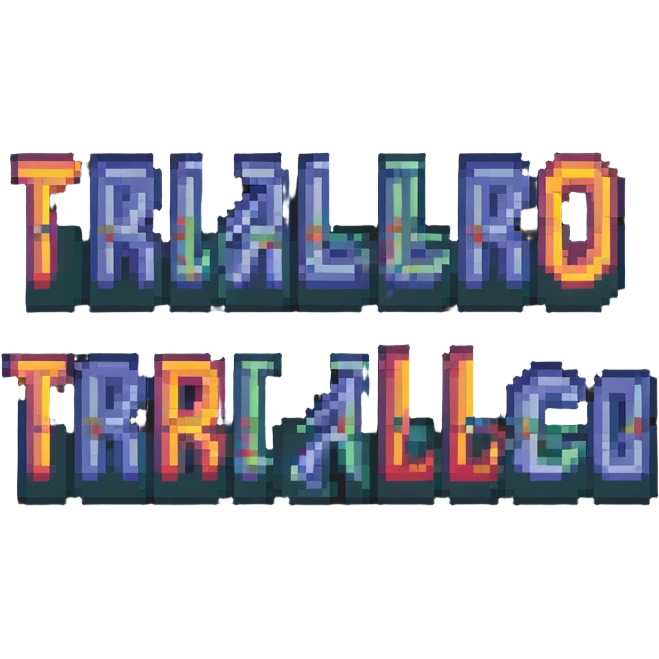 pixel art of a stage with the phrase 'tralalero tralala' in bright pixelated letters emoji