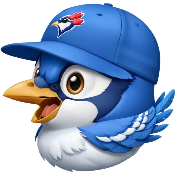 bluejay yelling with  toronto blue jays baseball hat emoji