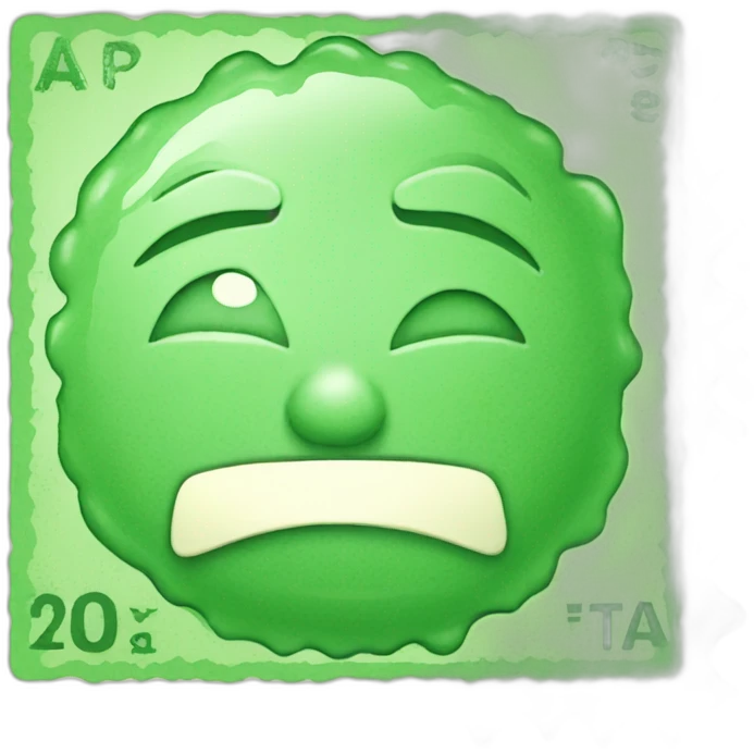 a green stamp with text guaranteed emoji
