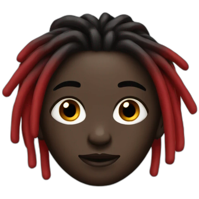 Cute Dark skin with red and black colored dreads emoji