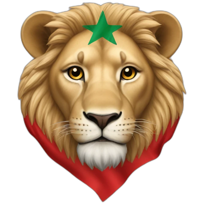 Un lion avec le drapeau du Maroc emoji