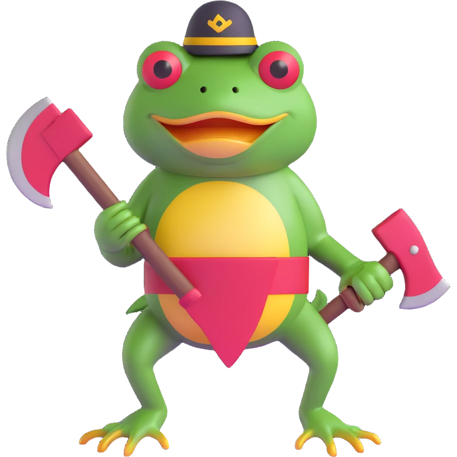 angry frog with axe emoji