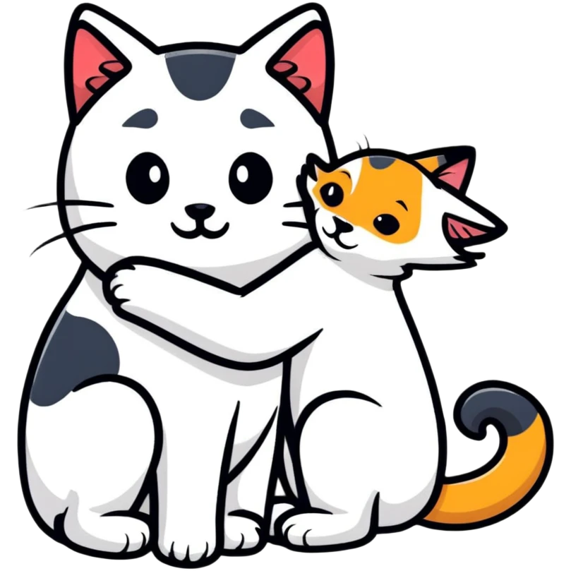cat hug with dog emoji
