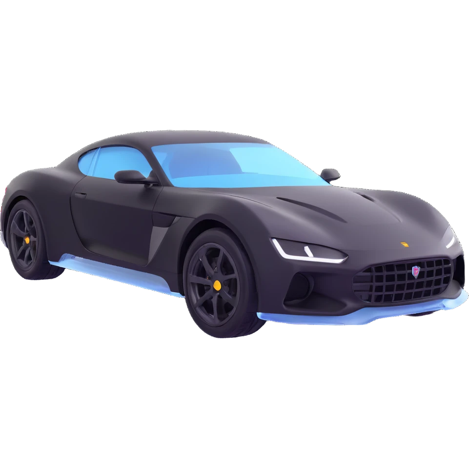 black luxury sports car with a transparent film partially attached, part of the film still floating above the car, premium and elegant emoji