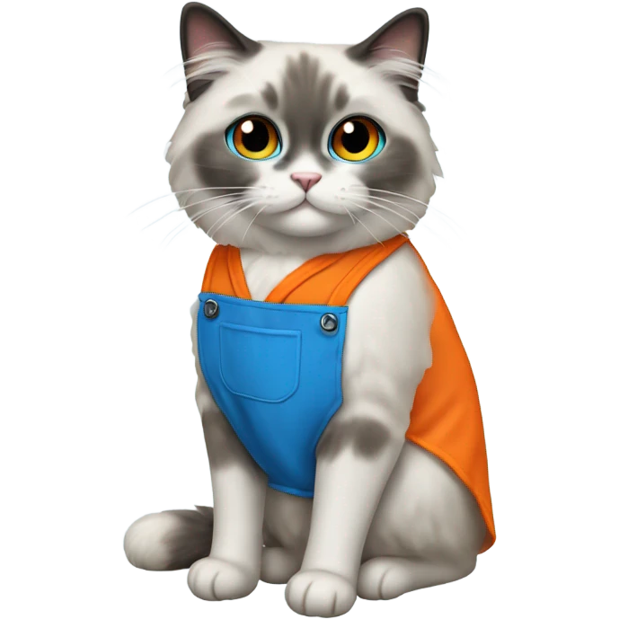 Blue point Ragdoll cat wearing an orange apron  emoji