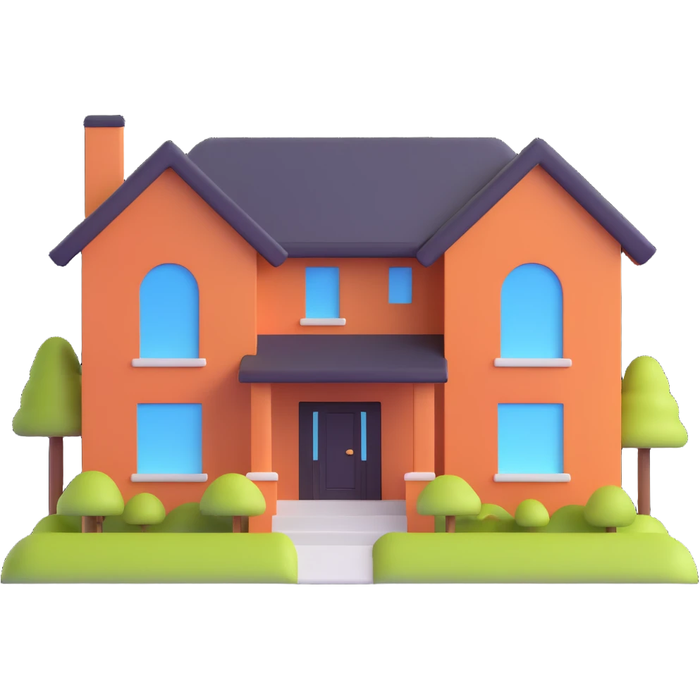 modern family home with a roof and windows emoji