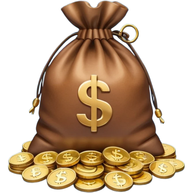 money bag on top of blue coins stack emoji