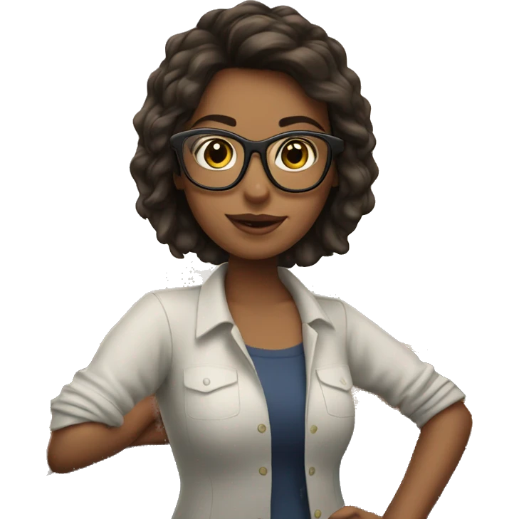 brunette girl with glasses on boat emoji
