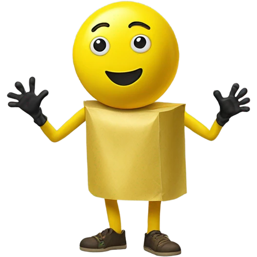 Paper half magnetic yellow m&m costume with the hands and feet actually attached to the body and feet fused with each other emoji