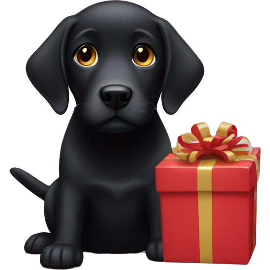 Black lab opening presents emoji