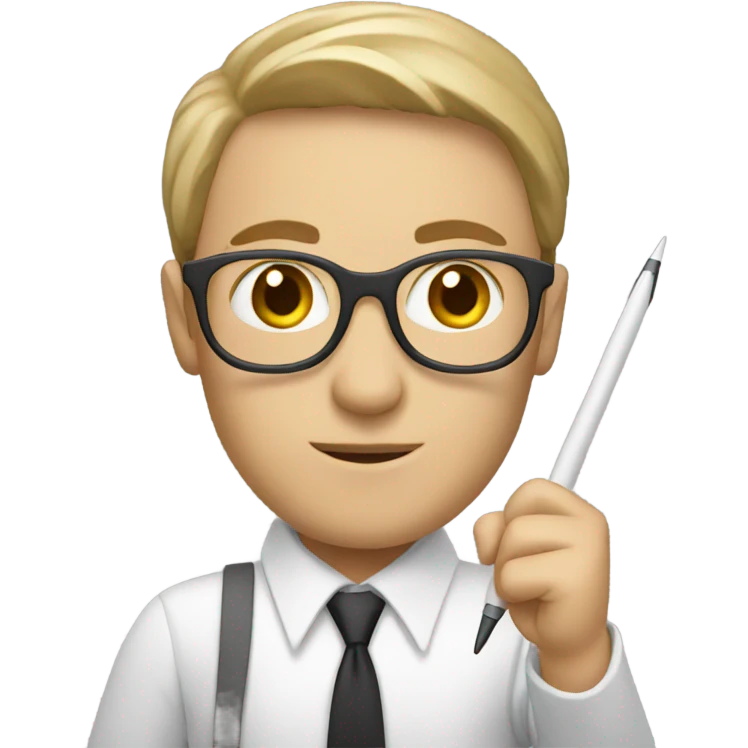 white teacher with a pointer emoji