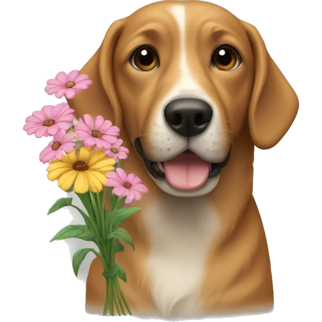 Dog eat flowers  emoji