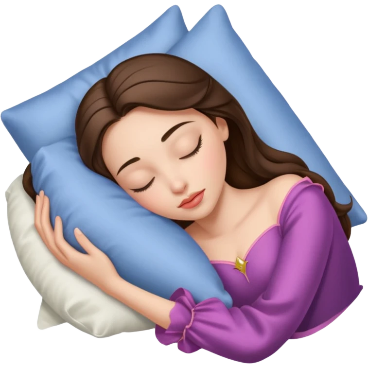 sleeping beauty brunette white girl with a silk pillow emoji