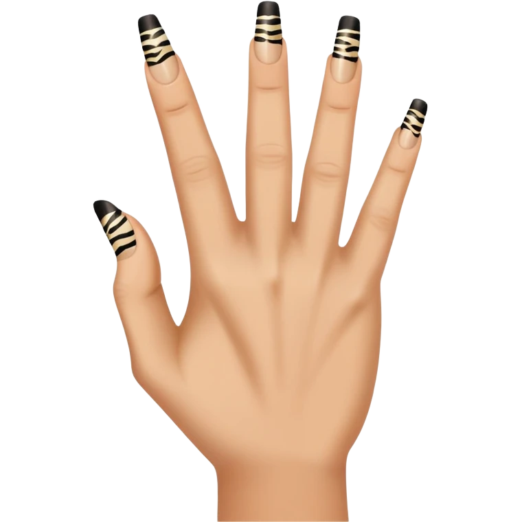 middle finger with zebra print french tip nails emoji