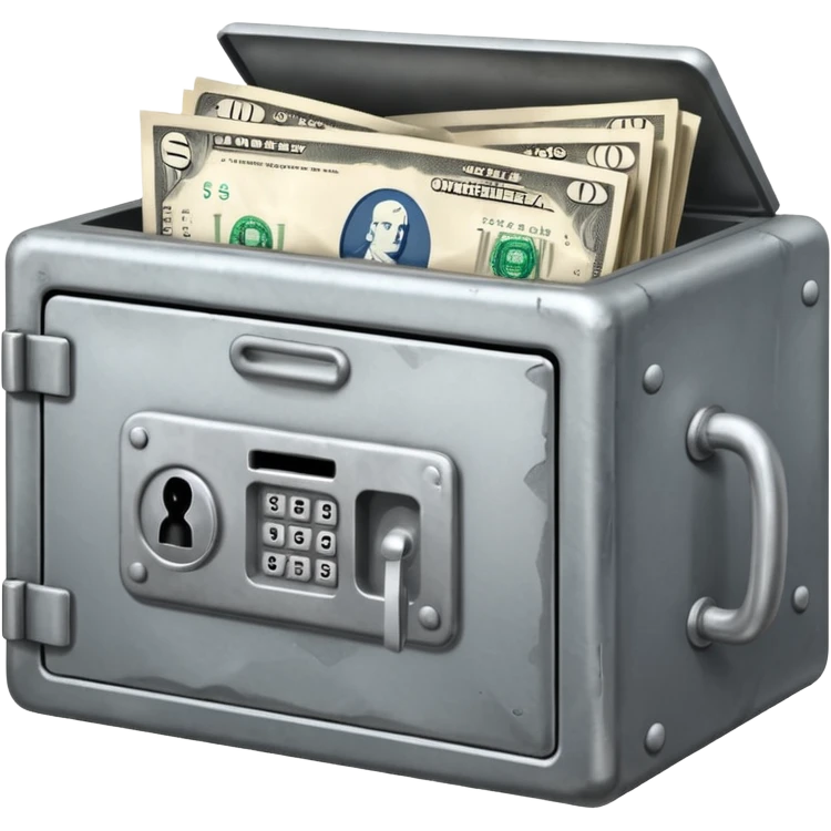safe that is open with  a  little money left in it emoji